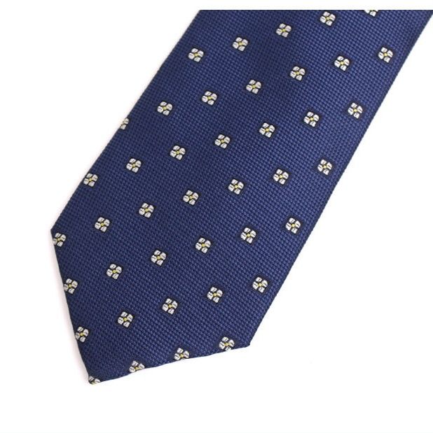 ネクタイ 小紋柄四つ葉クローバー散らし柄ネクタイ