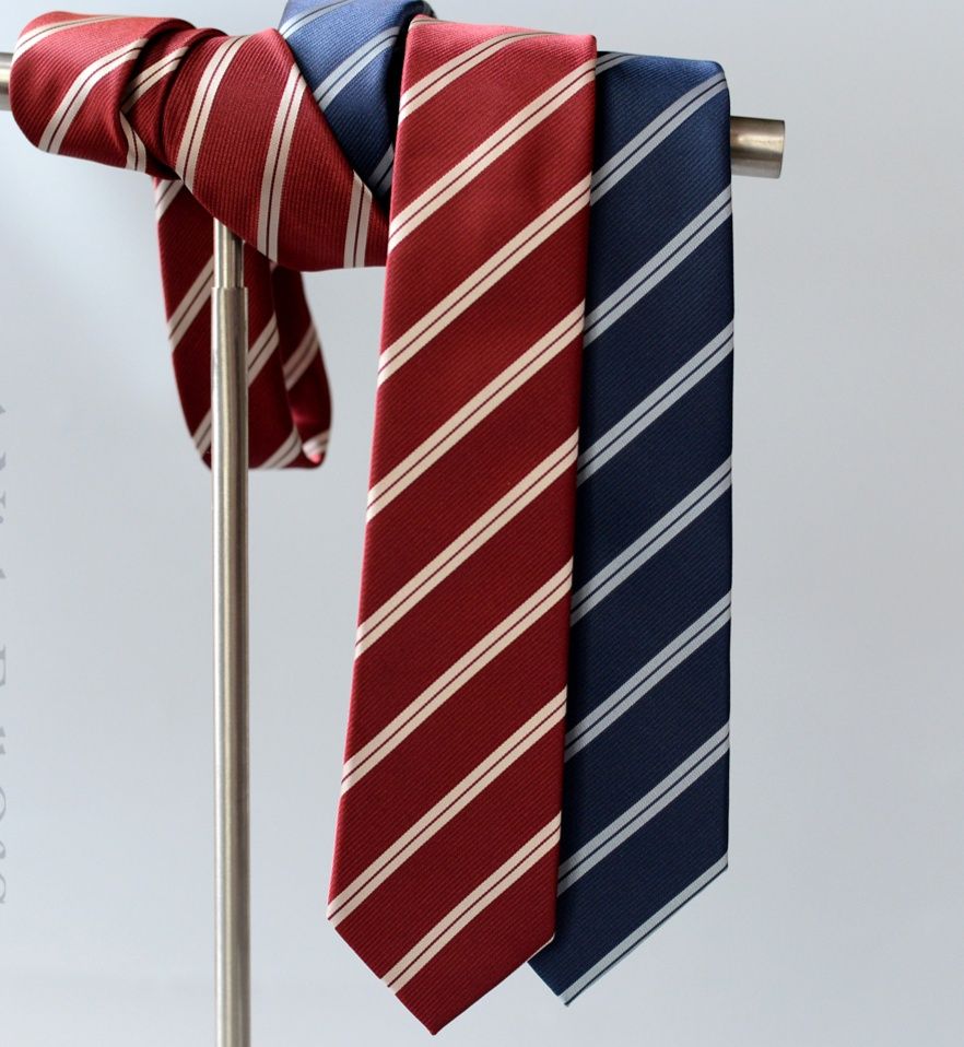 ネクタイ 上品な二本線ストライプ柄ネクタイ