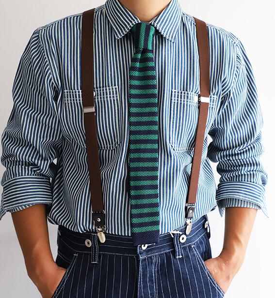 男性用ストライプ毛糸ネクタイ 学生制服風仮装用