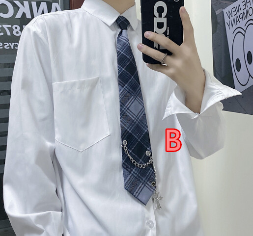 ストライプ柄ネクタイ 男女兼用 チェーン付き プチプラアクセサリー