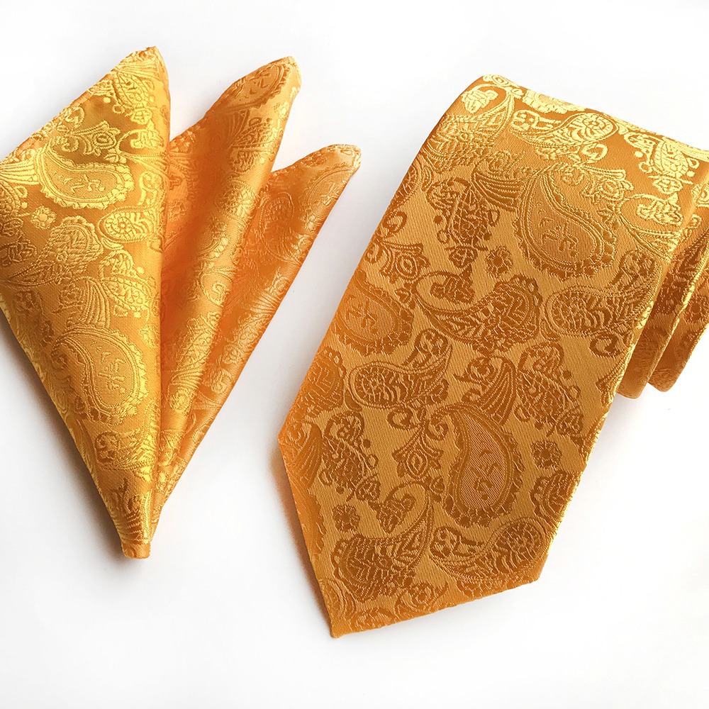 ネクタイ 華やかペイズリー柄光沢ネクタイセット