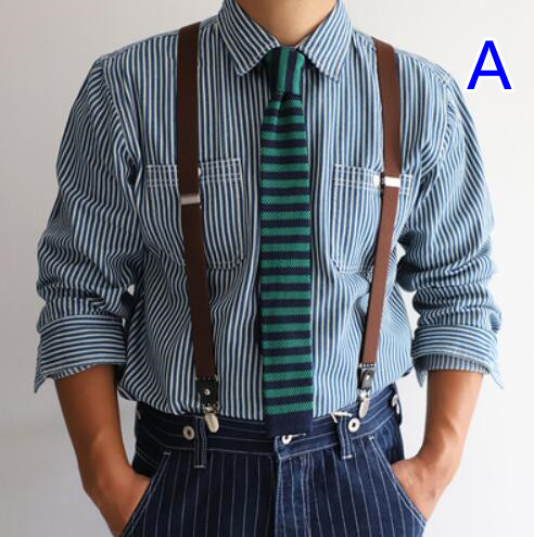 男性用ストライプ毛糸ネクタイ 学生制服風仮装用