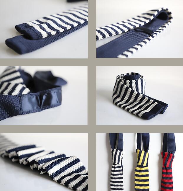 男性用ストライプ毛糸ネクタイ 学生制服風仮装用