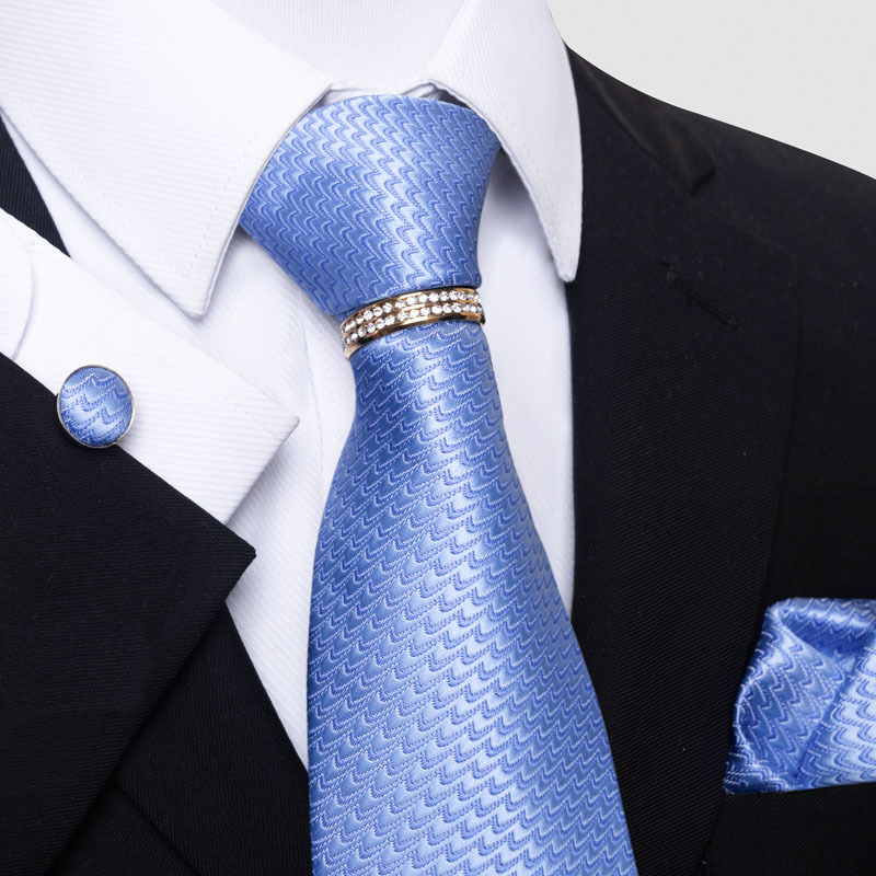 ネクタイ 波紋柄の光沢シルクネクタイセット