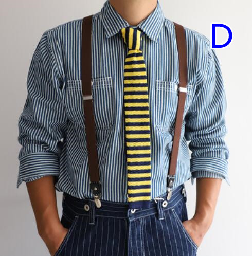 男性用ストライプ毛糸ネクタイ 学生制服風仮装用