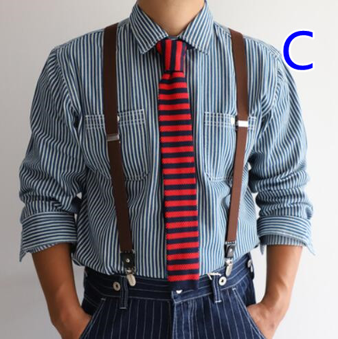 男性用ストライプ毛糸ネクタイ 学生制服風仮装用