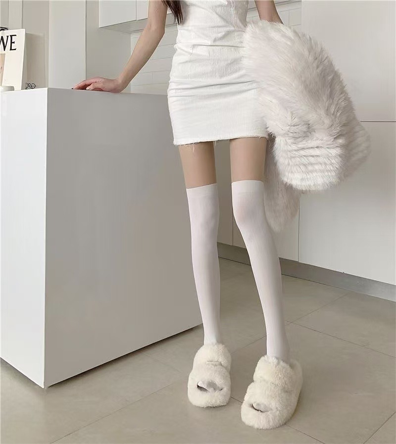 タイツ 膝上切り替えニーハイ風フェイクタイツ