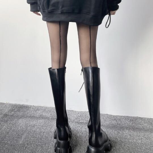 網タイツ 縦ライン入り 通気性抜群 美脚ストッキング