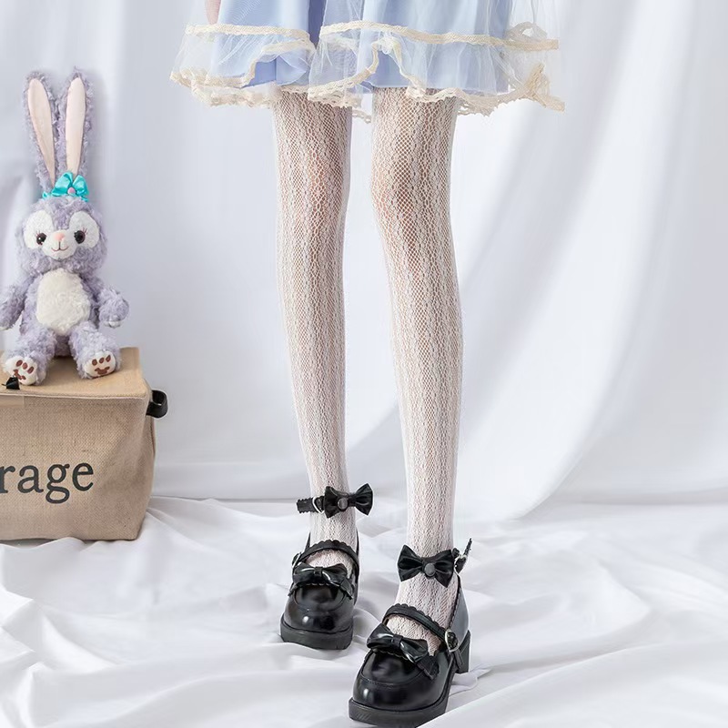 タイツ レース風細かい網目模様のガーリータイツ