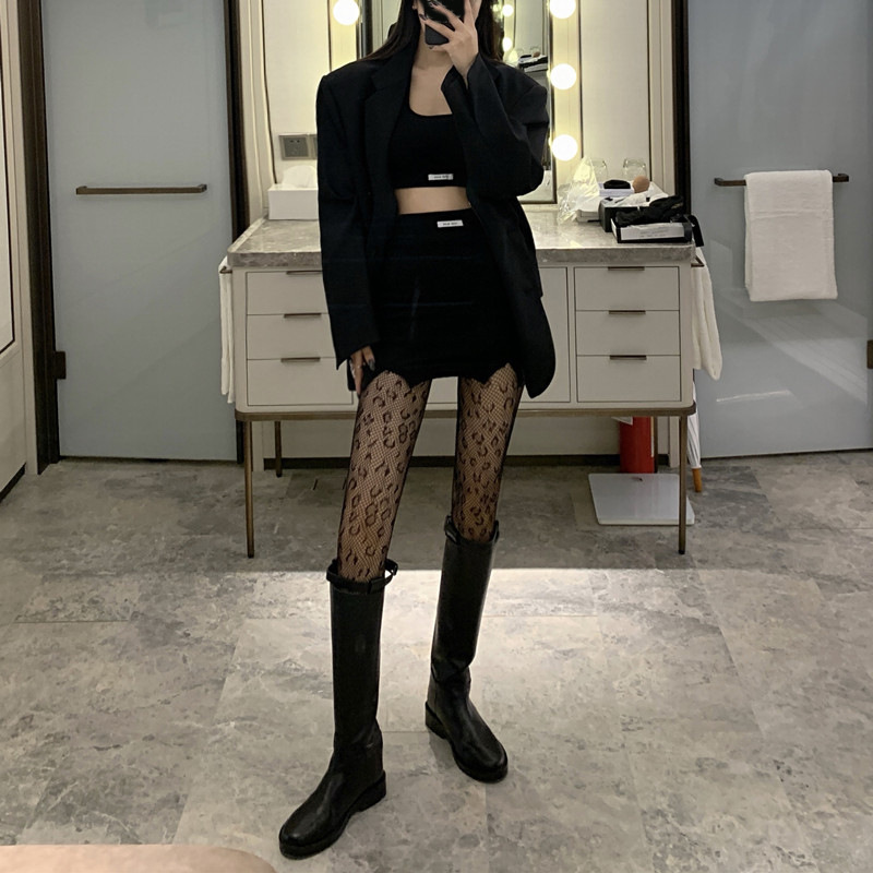 タイツ ヒョウ柄 網タイツ