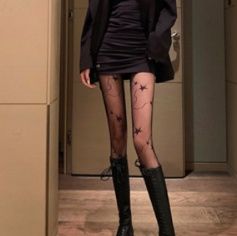 タイツ 星型スタッズ柄網タイツ