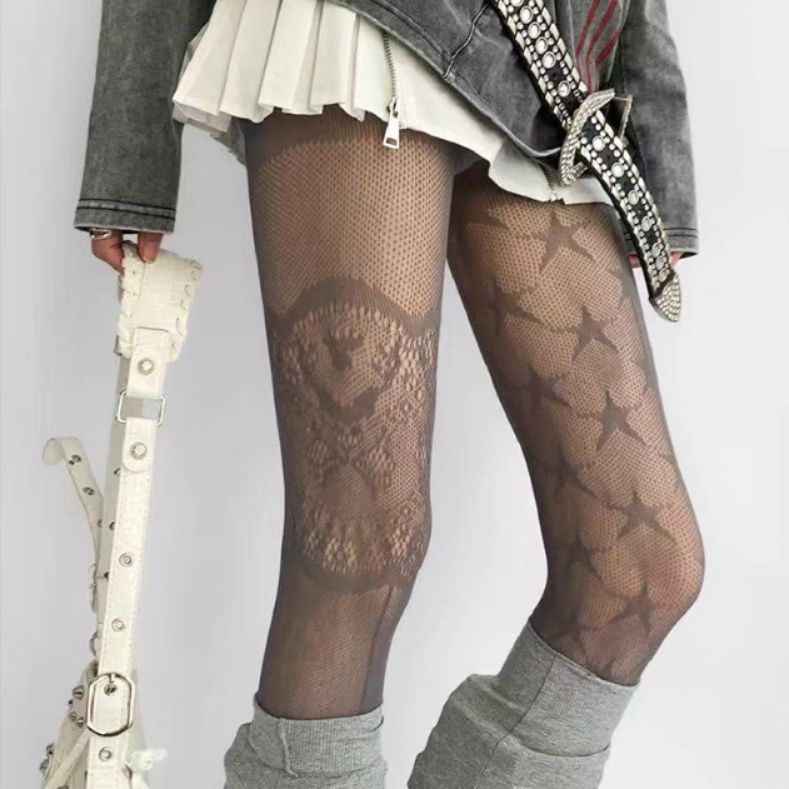 タイツ 星柄デザイン網タイツ