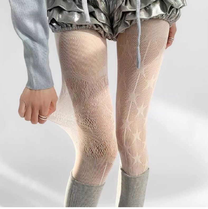 タイツ 星柄デザイン網タイツ