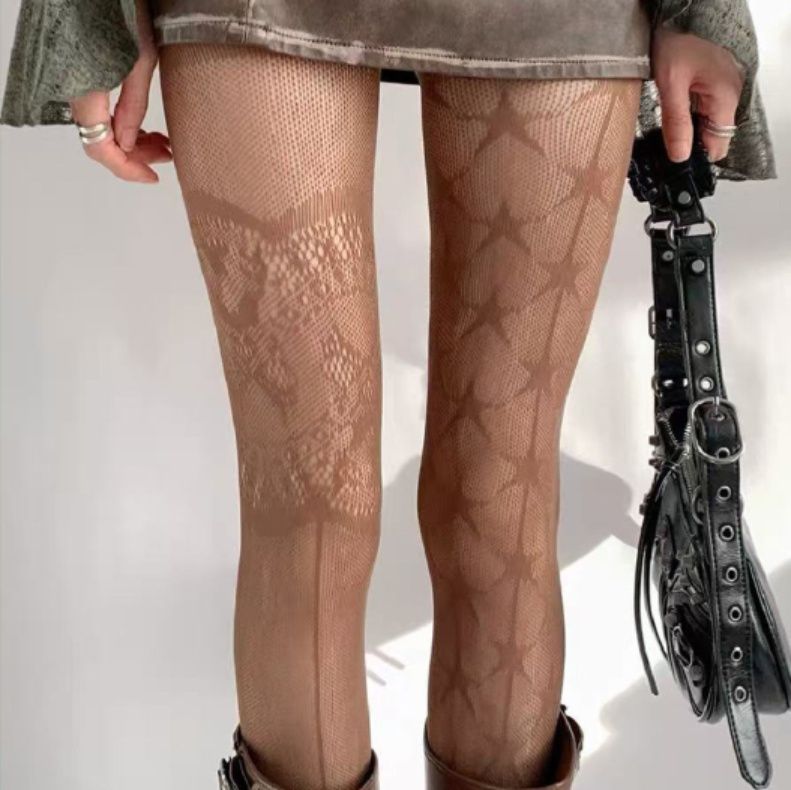 タイツ 星柄デザイン網タイツ