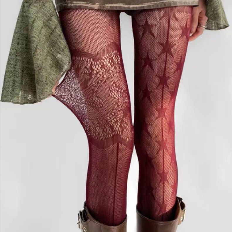 タイツ 星柄デザイン網タイツ