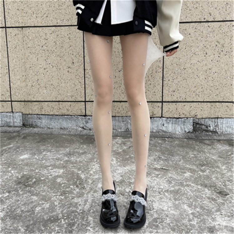 網タイツ ハート柄 ダイヤモンド付き 可愛い系 女性用