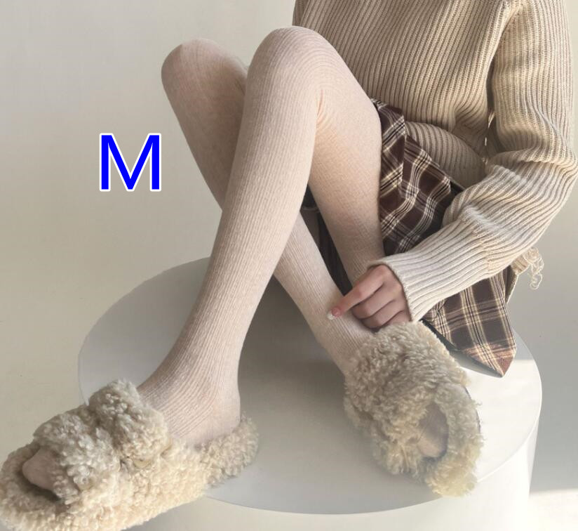 裏起毛リブ編みタイツ 暖かニットストッキング