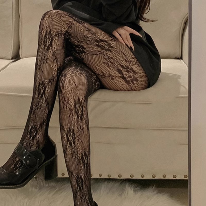 タイツ 花柄レースの優美タイツ