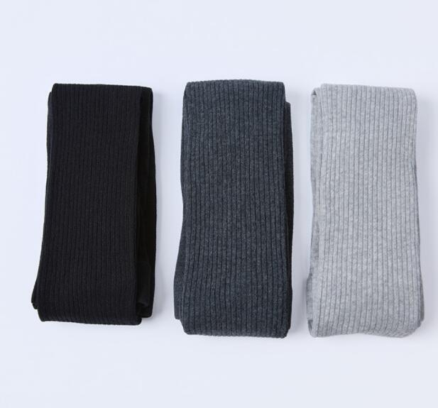 着圧リブ編みタイツ 黒 厚手ストッキング