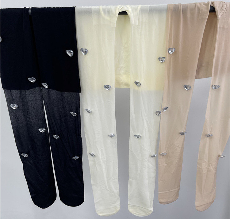 網タイツ ハート柄 ダイヤモンド付き 可愛い系 女性用