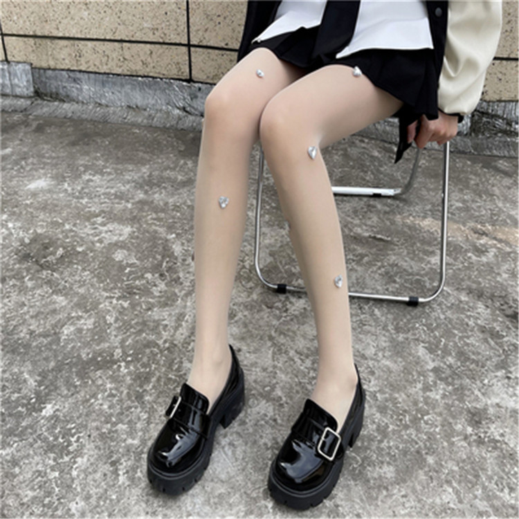 網タイツ ハート柄 ダイヤモンド付き 可愛い系 女性用