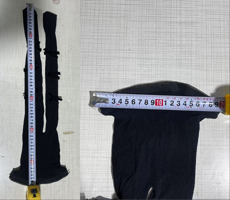 タイツ 編み上げリボン付き縦ライン網タイツ