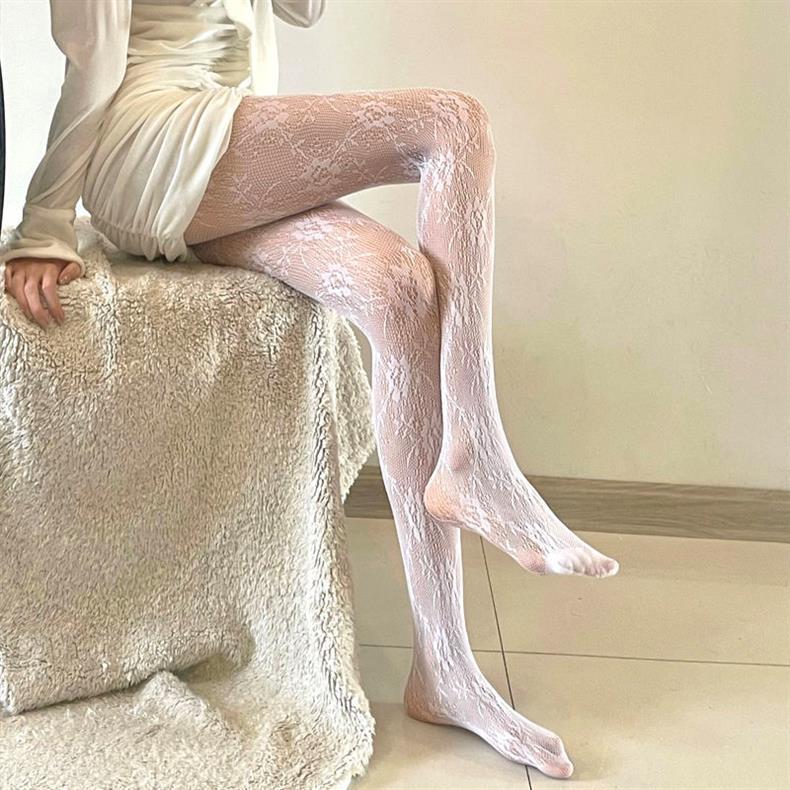 タイツ 繊細レース柄網タイツ 透け感エレガント