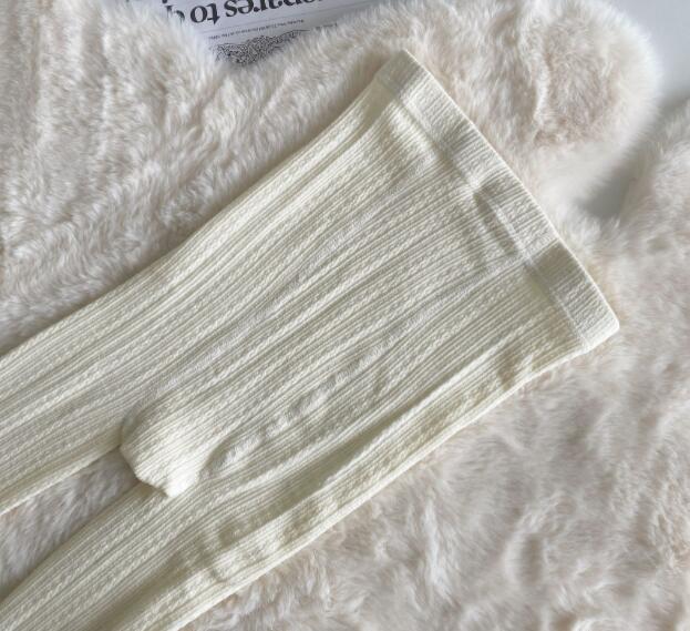 裏起毛リブ編みタイツ 暖かニットストッキング