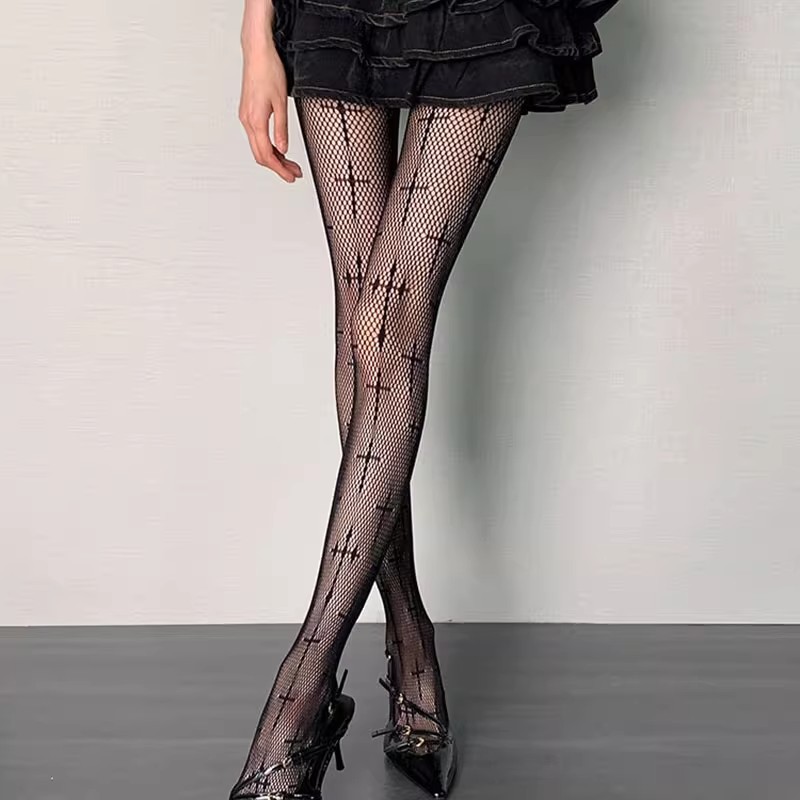 タイツ 十字架デザイン網タイツ