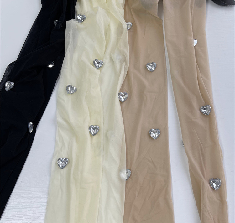 網タイツ ハート柄 ダイヤモンド付き 可愛い系 女性用