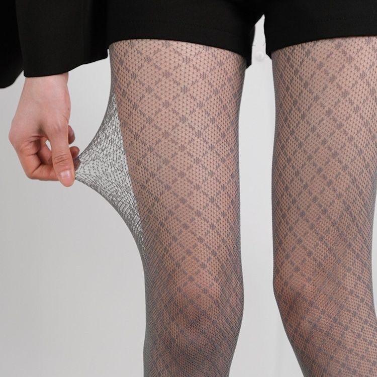 タイツ 細密網目柄透け感タイツ