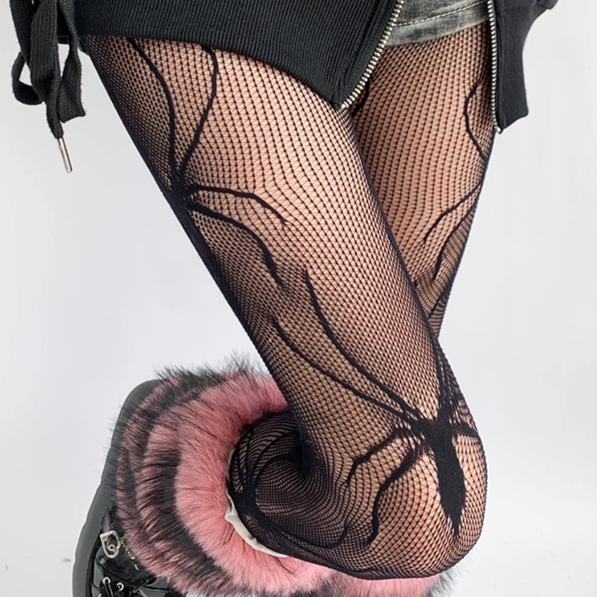 タイツ くも柄網タイツ