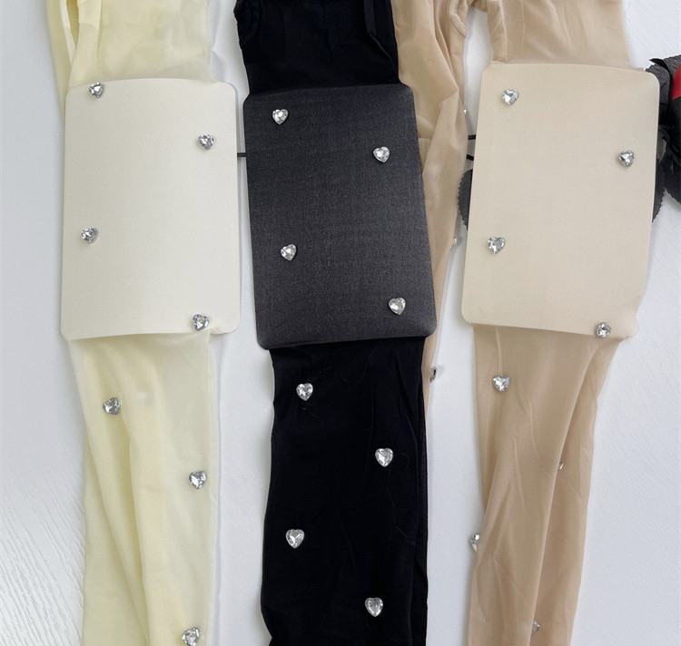 網タイツ ハート柄 ダイヤモンド付き 可愛い系 女性用