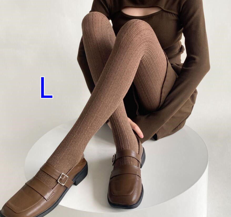 裏起毛リブ編みタイツ 暖かニットストッキング
