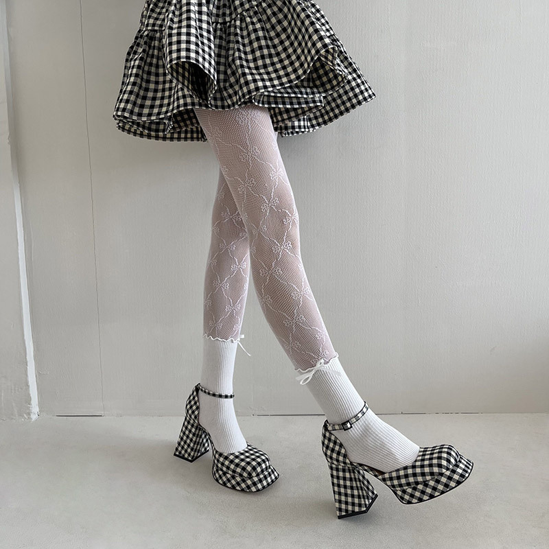 タイツ 幾何学模様ダイヤ柄網タイツ