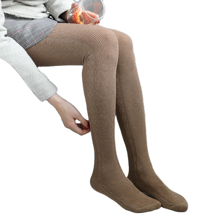 タイツ 極厚裏起毛あったかリブ編みタイツ