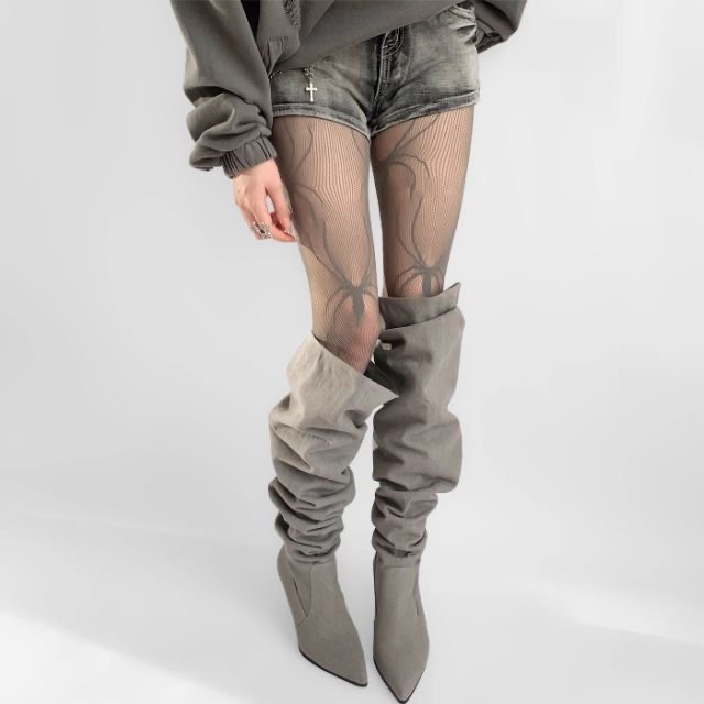 タイツ くも柄網タイツ