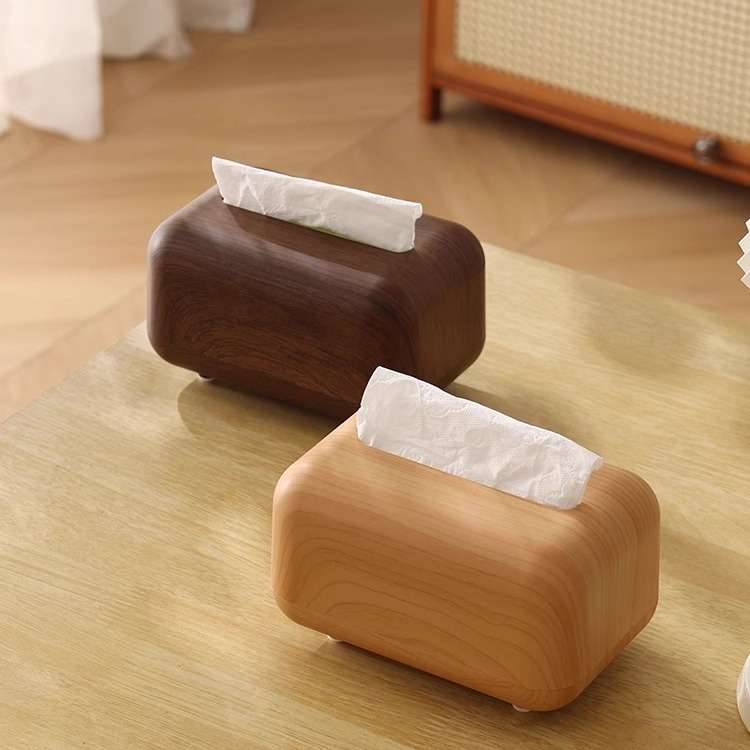 ティッシュケース なめらかな木目の癒しティッシュボックス
