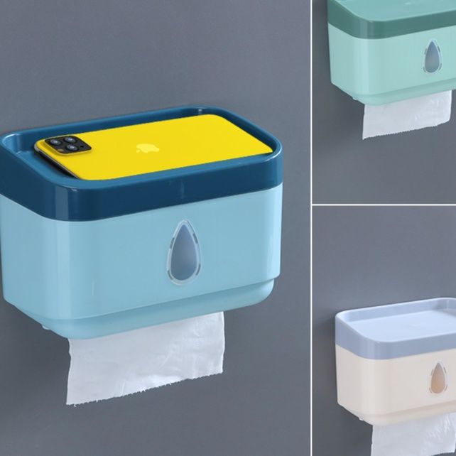 ティッシュケース 多機能収納付き壁掛けティッシュホルダー