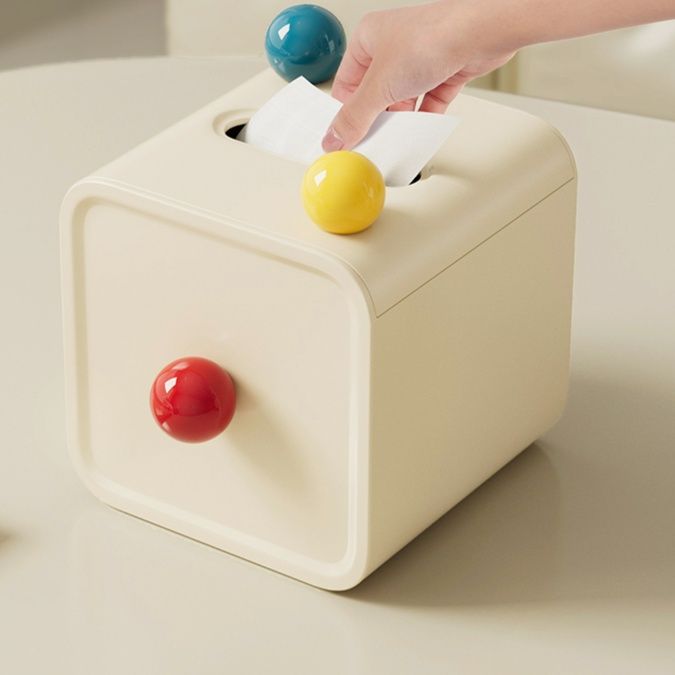 ティッシュケース 丸ドットキューブティッシュボックス