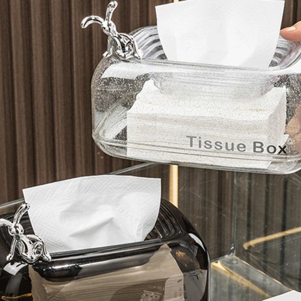 ティッシュケース プラスチック 透明感あふれる角丸デザインティッシュボックス