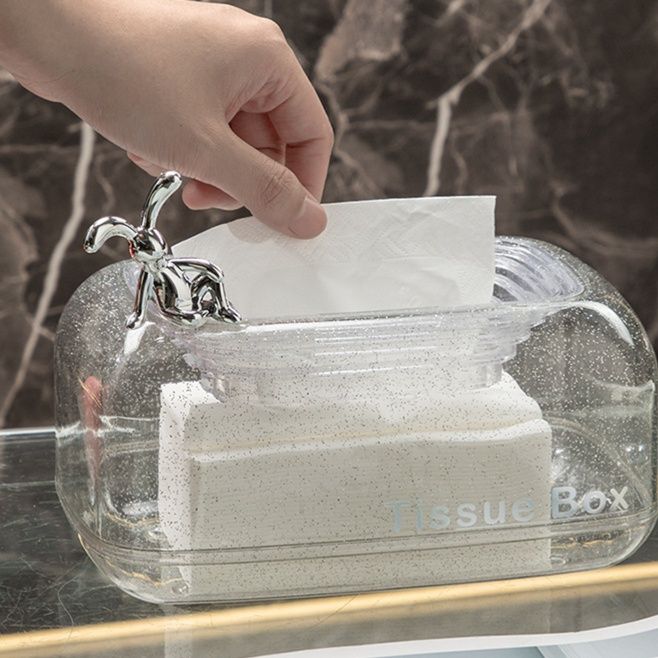 ティッシュケース プラスチック 透明感あふれる角丸デザインティッシュボックス