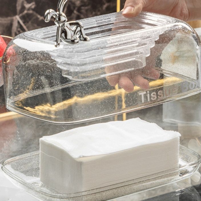 ティッシュケース プラスチック 透明感あふれる角丸デザインティッシュボックス