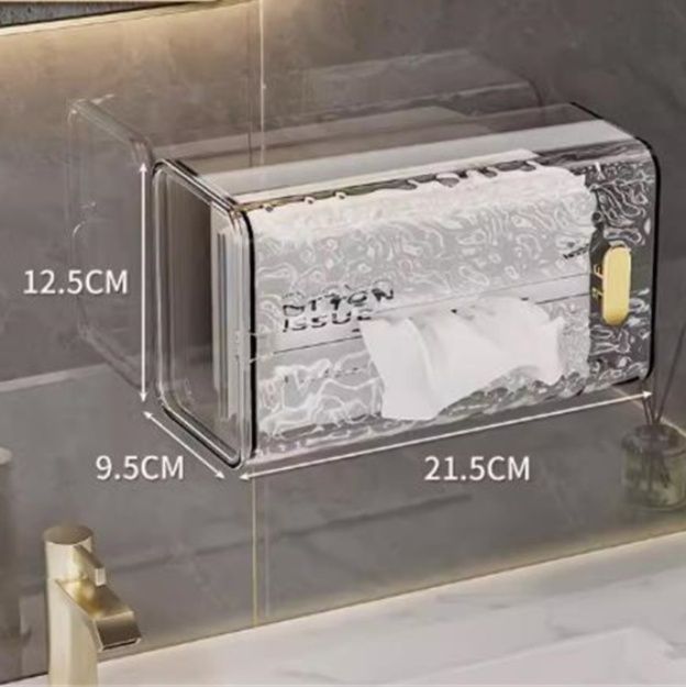 ティッシュケース プラスチック製透明ティッシュボックス壁掛け収納ケース横置き型