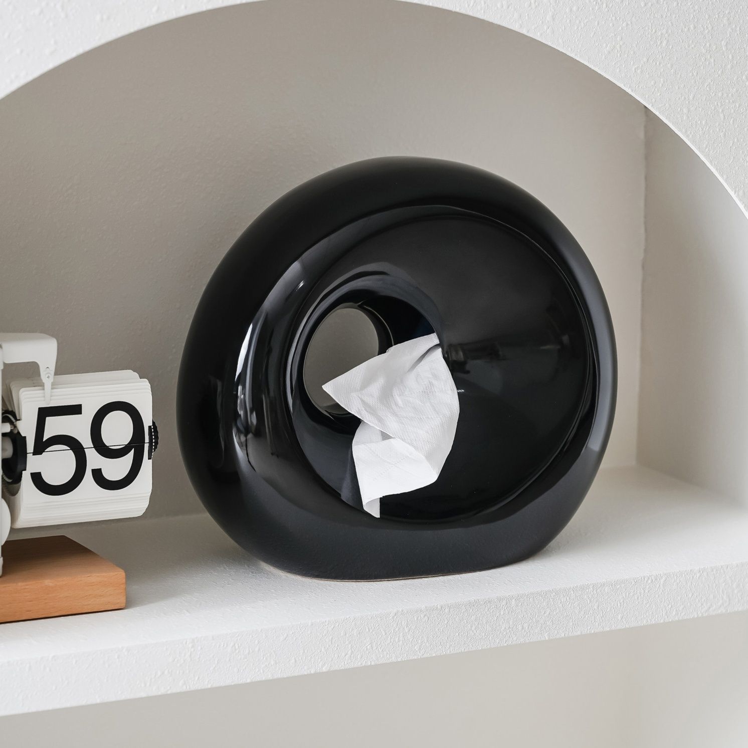 ティッシュケース 丸型陶器おしゃれティッシュケース