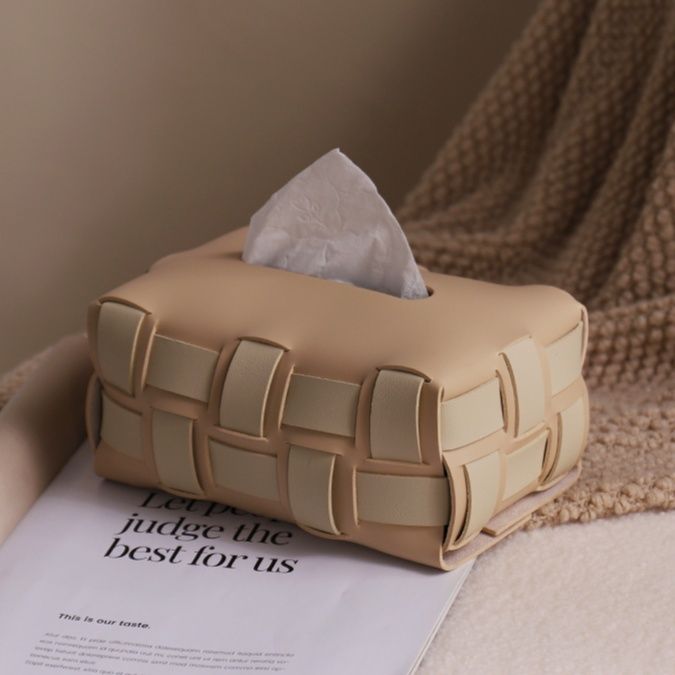 ティッシュケース 編み込みモダンレザーソフトティッシュボックス