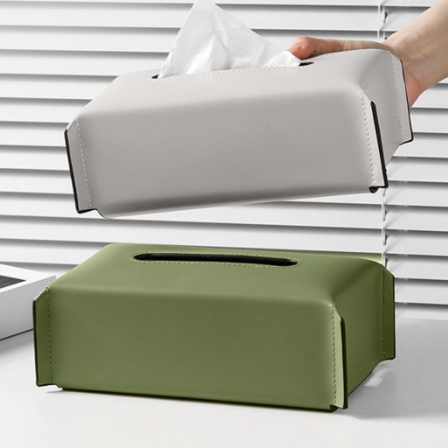 ティッシュケース レザー仕立ての長方形ティッシュボックスカバー