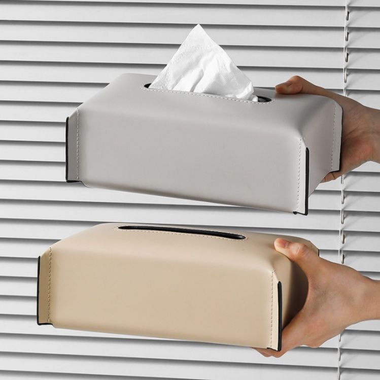 ティッシュケース レザー仕立ての長方形ティッシュボックスカバー