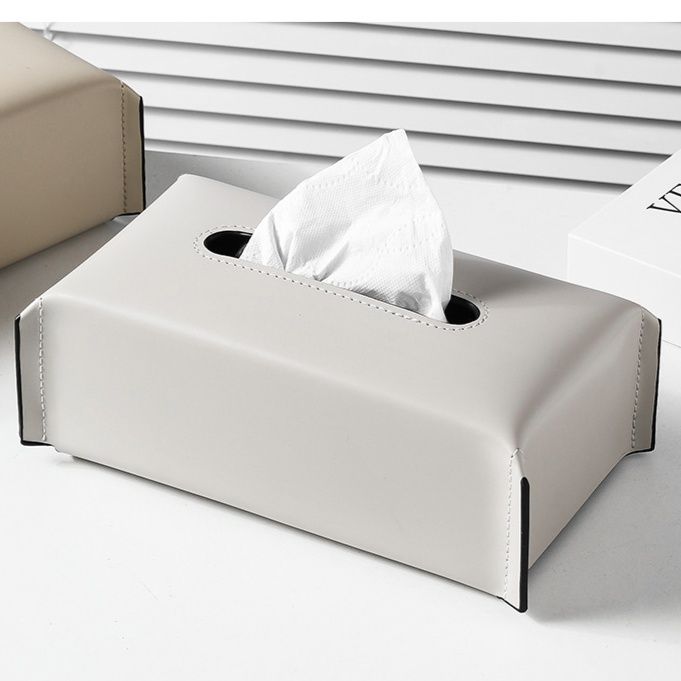 ティッシュケース レザー仕立ての長方形ティッシュボックスカバー
