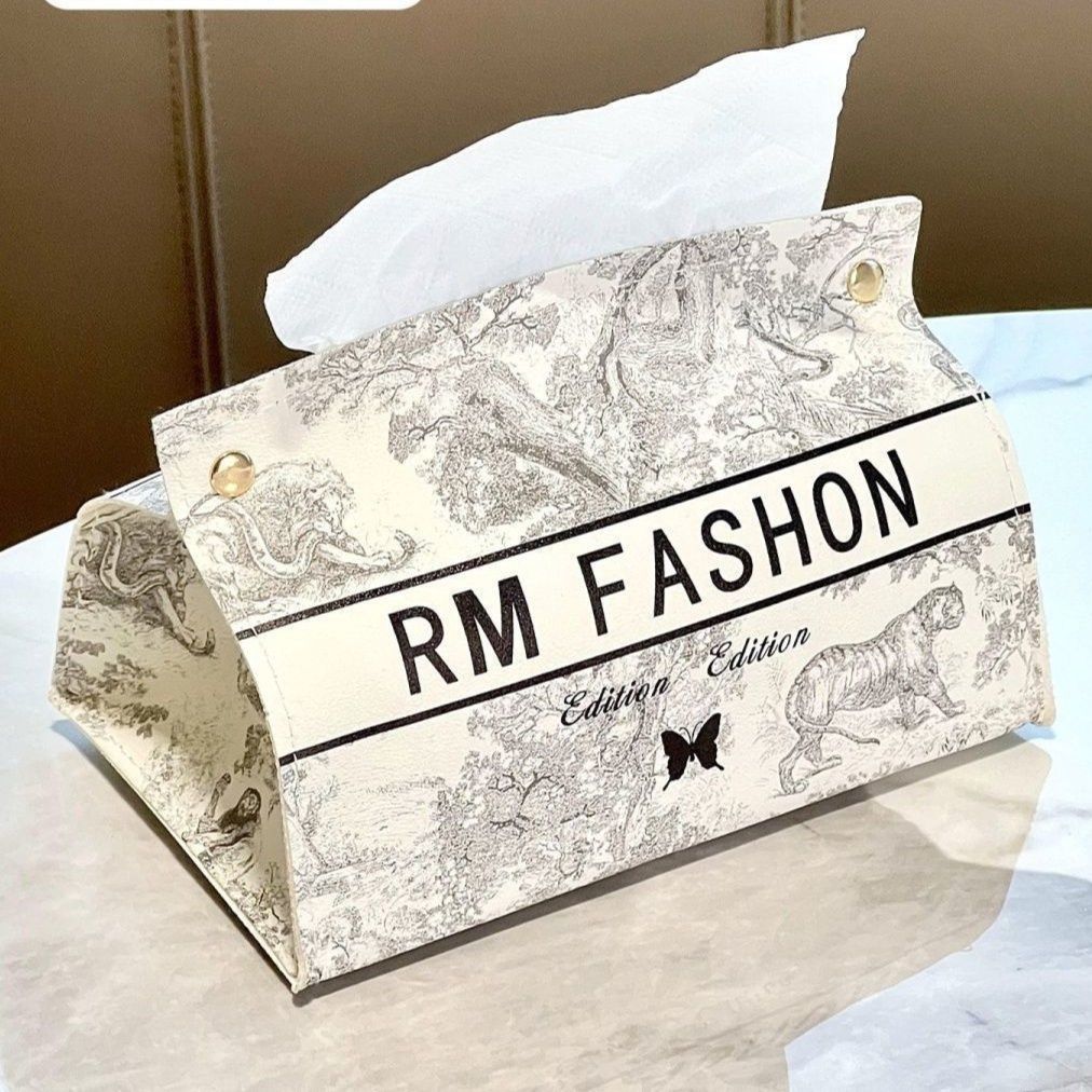 ティッシュケース 欧風景画柄レザー製ティッシュボックスカバー